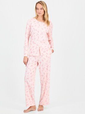 #1731 Charter Club Women's Cotton Printed Button-Front Pajama Set